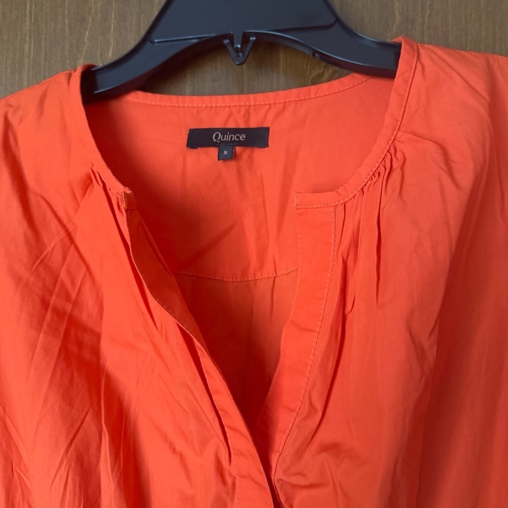 Quince 100 % Organic Cotton Poplin Tiered Maxi Dress Vermillion Red NWOT Sm $168 - Picture 8 of 11